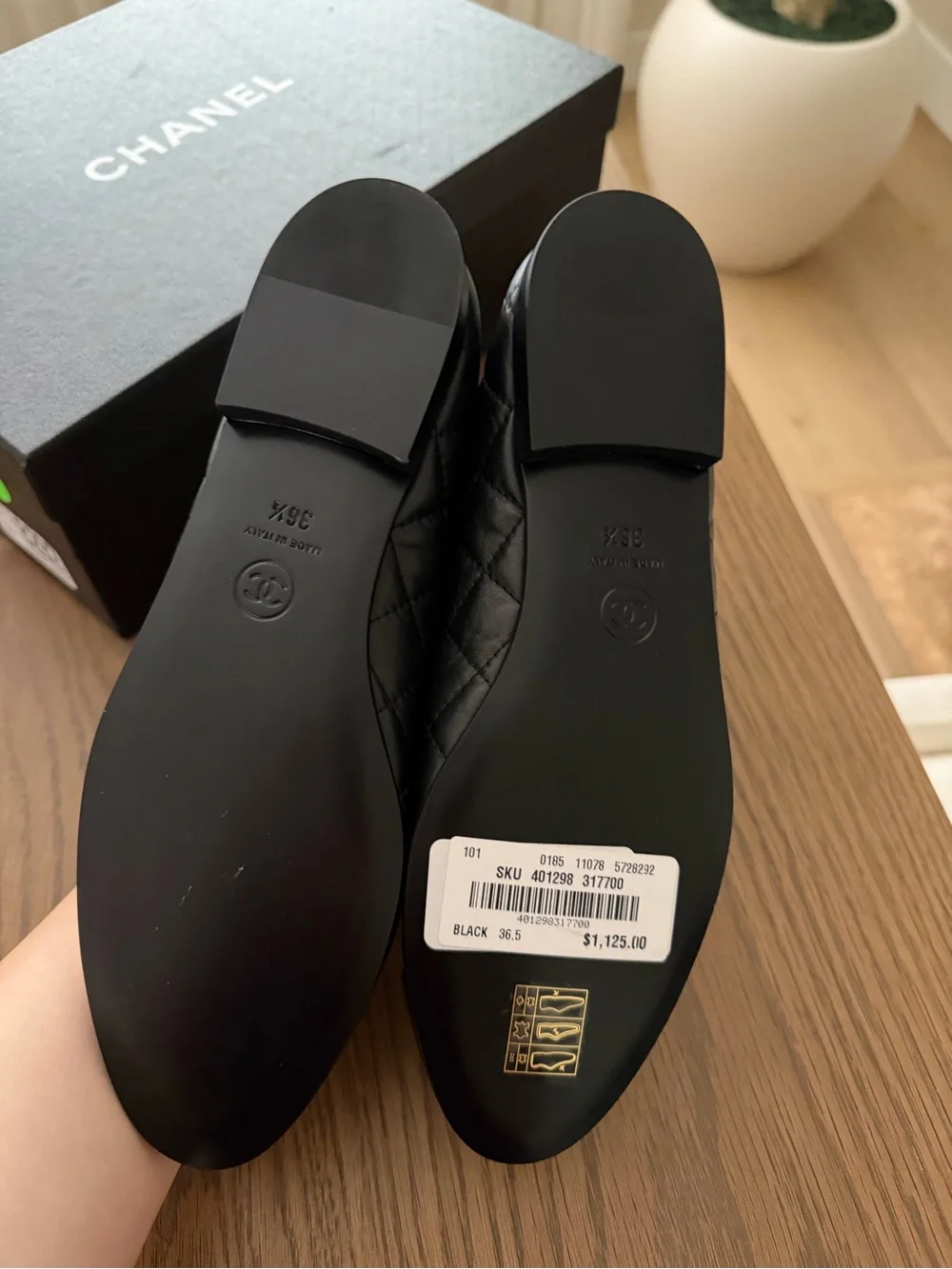 Chanel Black Leather Ballet Flats - Quilted. BRAND NEW.